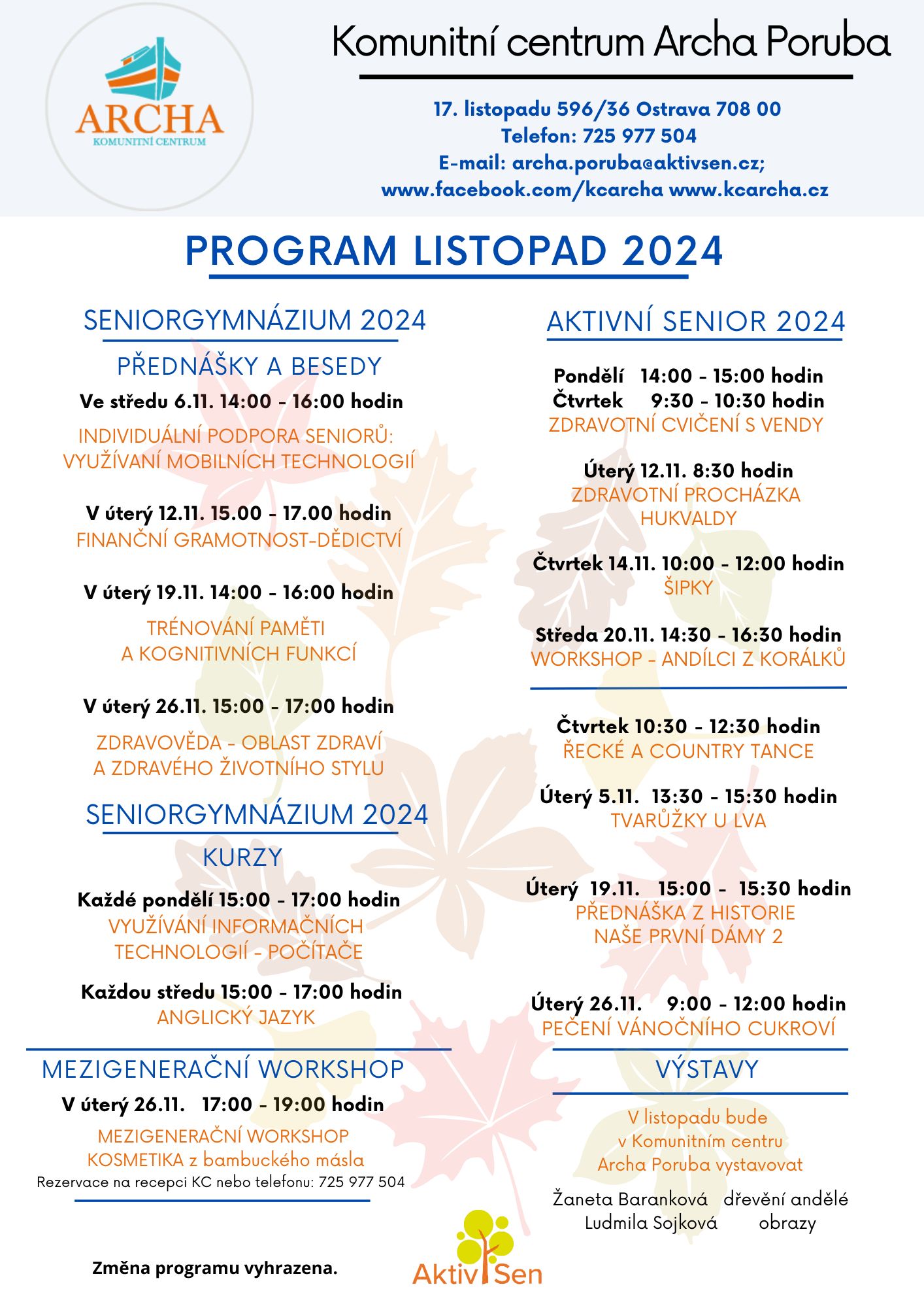 Program na listopad je zde :)